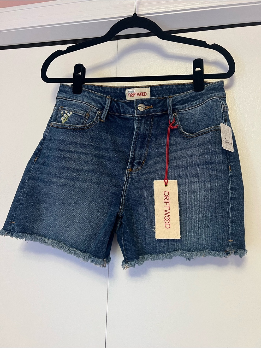 DRIFTWOOD Women's Blue Denim Frayed Hem Jean Shorts
